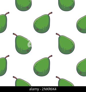 Joli motif vert avocat Seamless dans le style doodle.. Vector dessin animé dessiné à la main illustration avocat. Croquis dessiné à la main de l'avocat. Modèle pour vêtements d'enfants. Illustration de Vecteur