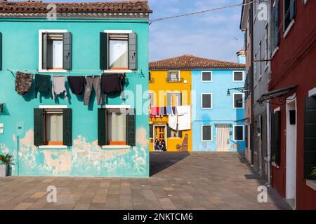 Maison multicolore sur l'île de Burano, près de Venise Banque D'Images