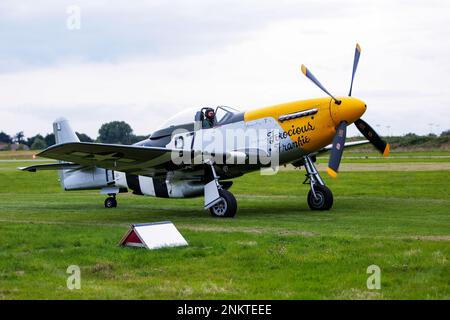 Il s'agit du P-51D nord-américain Mustang 44-73149, Frankie féroce exposé à l'Airshow de Shoreham, aéroport de Shoreham, East Sussex, Royaume-Uni. 30th août 2014 Banque D'Images