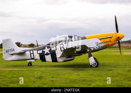 Il s'agit du P-51D nord-américain Mustang 44-73149, Frankie féroce exposé à l'Airshow de Shoreham, aéroport de Shoreham, East Sussex, Royaume-Uni. 30th août 2014 Banque D'Images