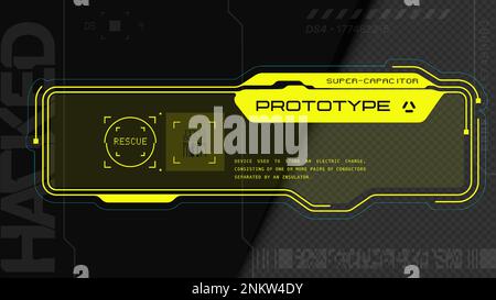 Autocollant « cyber-punk ». Autocollant vectoriel, étiquette de style futuriste. Signes, inscriptions et symboles SCI fi. Illustration de Vecteur