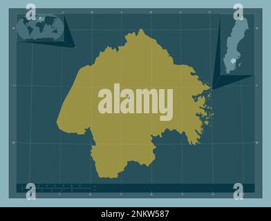 Ostergotland, comté de Suède. Forme de couleur unie. Cartes d'emplacement auxiliaire d'angle Banque D'Images