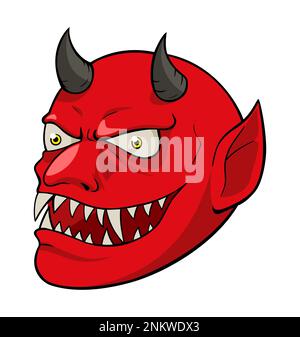 Illustration de dessin animé de la tête du diable isolée sur blanc Banque D'Images
