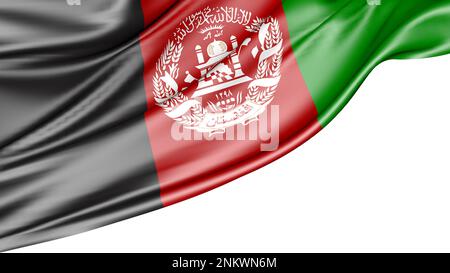 Drapeau afghan isolé sur fond blanc, illustration de 3D Banque D'Images