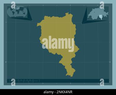 Tessin, canton de Suisse. Forme de couleur unie. Cartes d'emplacement auxiliaire d'angle Banque D'Images