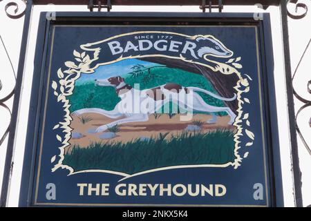 Angleterre, Dorset, Blandford Forum, le Greyhound Pub Sign Banque D'Images