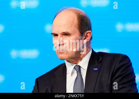 Ludwigshafen, Allemagne. 24th févr. 2023. Martin Brudermüller, Président du Conseil d'Administration de BASF se, assiste à la Conférence de presse annuelle au siège du Groupe. Credit: Uwe Anspach/dpa/Alamy Live News Banque D'Images