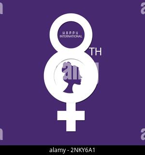 Journée internationale de la femme. 8 mars, modèle vectoriel pour les médias sociaux de la Journée des femmes, Illustration de Vecteur