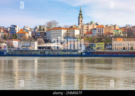 Belle vue sur le centre historique de Belgrade sur les rives de la Sava, Serbie Banque D'Images