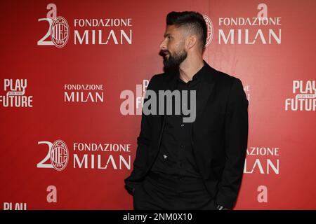 Milan, Italie. 23rd févr. 2023. L'avant de Milan de l'AC Olivier Giroud de France assiste au dîner de gala qui a eu lieu pour célébrer le 20th anniversaire de la Fondazione Milan à Milan, Italie crédit: Mickael Chavet/Alay Live News Banque D'Images