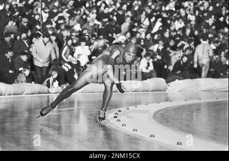 Pays-Bas Histoire: Hommes Allround Speed ​​Skating Championnats du monde à Heerenveen. Yep Kramer en action ca. 1 mars 1980 Banque D'Images