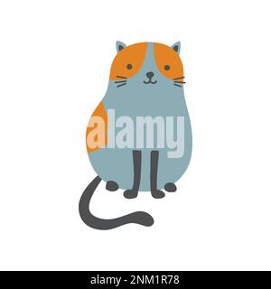 Drôle heureux chat bleu assis. Illustration vectorielle. Illustration de Vecteur