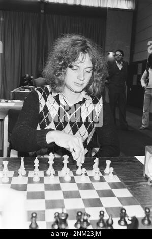 Histoire des pays-Bas : Tournoi d'échecs de Blast Furnace, 1st Round; Jan Timman en action ca. 15 janvier 1980 Banque D'Images