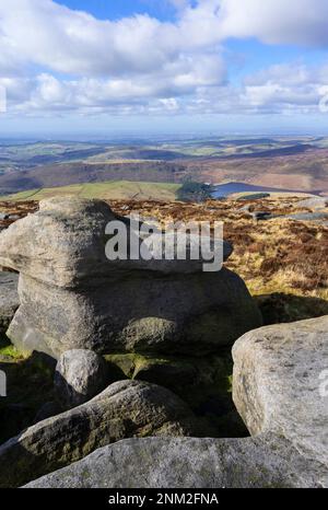 Kinder Scout Moorland plateau National nature Reserve Dark Peak Derbyshire Peak District National Park Derbyshire England GB Europe Banque D'Images