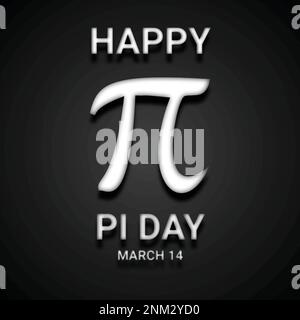 Happy Pi Day avec symbole Pi sur fond noir brillant. 14 mars. Concept de vacances. Modèle pour arrière-plan, bannière, carte, affiche. Illustration vectorielle Illustration de Vecteur