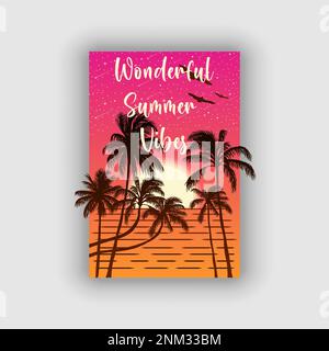 Merveilleux vibes d'été. Illustration du thème de l'été. Illustration vectorielle modifiable. Illustration de Vecteur