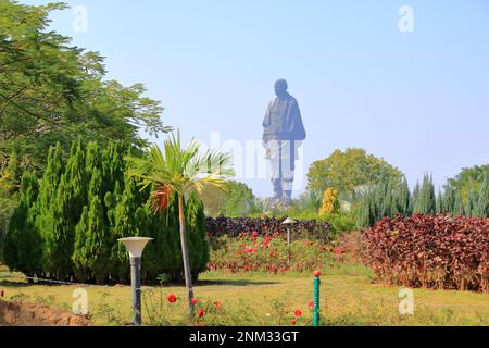 Statue de l'unité vue aérienne prise à Narmada, Gujarat en Inde Banque D'Images