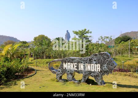 Statue de l'unité vue aérienne prise à Narmada, Gujarat en Inde Banque D'Images