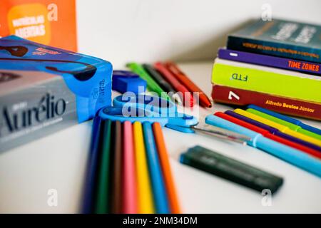 Bottles of Newell Brands' Elmer's School Glue are seen in the back to  school supplies in a store in New York on Saturday, August 17, 2019. (©  Richard B. Levine Stock Photo - Alamy