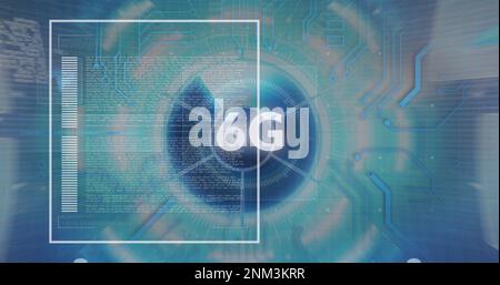 Image du traitement des données et du texte 6g sur le réseau de connexions Banque D'Images