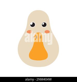 Joli visage d'oie dans un style de dessin animé. Tête de caractère agricole pour bébé et enfant Illustration de Vecteur