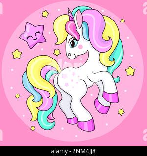 Une licorne amusante avec une forme arc-en-ciel. Illustration vectorielle Illustration de Vecteur