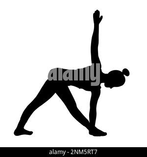 Pose de yoga. Ombre noire. Femme fille. Illustration vectorielle de style dessin animé plat isolée sur fond blanc. Illustration de Vecteur