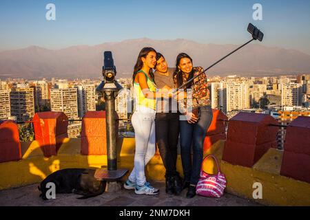 Haut de Cerro Santa Lucia, parc, quartier Lastarria, Santiago. Le Chili. Banque D'Images