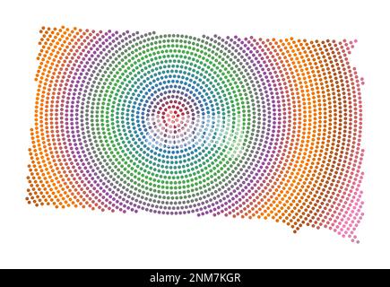 Carte en pointillés du Dakota du Sud. Forme numérique du Dakota du Sud. Icône technique de l'état américain avec points en dégradé. Superbe illustration vectorielle. Illustration de Vecteur