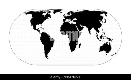 Carte abstraite du monde. Projection Eckert IV. Plan de la carte géographique mondiale avec des lignes de graticlue. Illustration vectorielle. Illustration de Vecteur