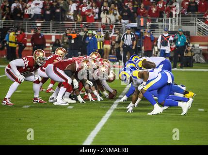 Dallas Cowboys vs. San Francisco 49ers. Fans support on NFL Game.  Silhouette of supporters, big screen with two rivals in background Stock  Photo - Alamy