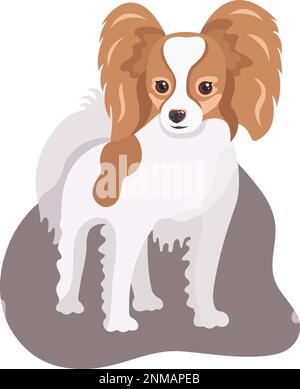 Chien de paillon de dessin animé isolé sur fond blanc. Joli petit animal de compagnie vectoriel. Animal domestique Illustration de Vecteur