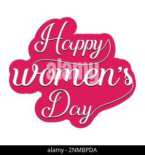 La typographie du texte de la fête des femmes heureux avec une forme d'arrière-plan rouge, le texte rouge isolé sur blanc pour la carte postale, l'affiche, l'élément de design de bannière. Happy Women's Da Illustration de Vecteur