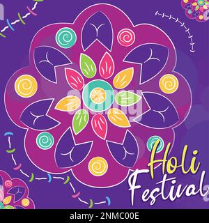 Affiche de festival holi colorée avec vecteur mandala Illustration de Vecteur