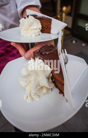 Gâteau Sacher,l'hôtel Sacher, à Vienne, Autriche Banque D'Images