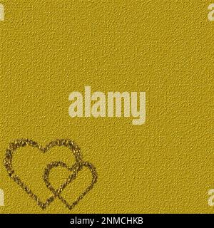 Lumières dorées brillantes arrière-plan bokeh deux petits coeurs sur la carte de Saint-Valentin ou de fête des mères. Banque D'Images