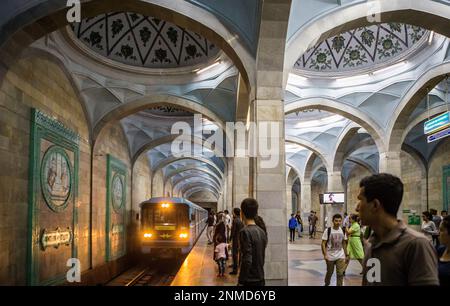 La station de métro, Alisher Navoi, Tachkent, Ouzbékistan Banque D'Images