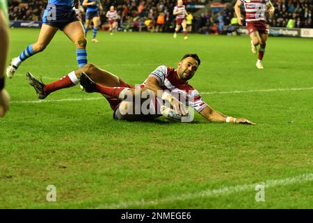 Stade DW, Wigan, Angleterre. 24th février 2023. Betfred Super League, Wigan Warriors v Wakefield Trinity; Betfred Super League Match entre Wigan Warriors et Wakefield Trinity, Credit: Mark Percy/Alay Live News Banque D'Images