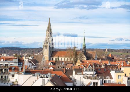 Horizon avec cathédrale et vieille ville, Constance, Lac de Constance, Allemagne Banque D'Images