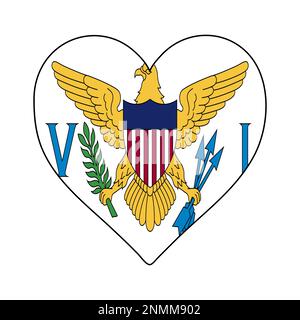 ÉTATS-UNIS Drapeau en forme de coeur des îles Vierges. J'aime les États-Unis Îles Vierges. Visitez les États-Unis Îles Vierges. Caraïbes. Amérique latine. Graphique d'illustration vectorielle Illustration de Vecteur