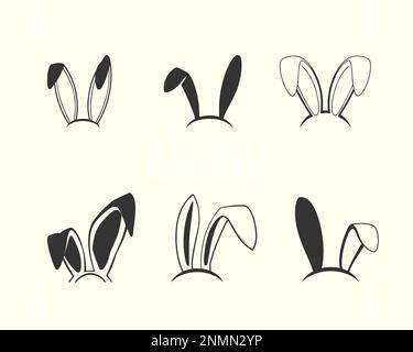 Collection d'illustrations d'oreilles de lapin de Pâques, illustration d'oreilles dessinées à la main Illustration de Vecteur