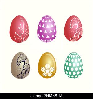 Coloriage de la collection d'oeufs de pâques, vacances de religion et chasse aux oeufs Illustration de Vecteur