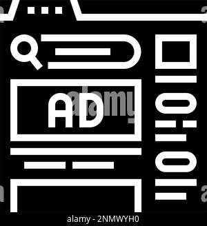 illustration vectorielle d'icône de glyphe de publicité de recherche payante Illustration de Vecteur