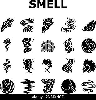 odeur de fumée gaz nez arome icônes définir vecteur Illustration de Vecteur