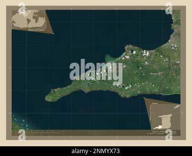 Siparia, région de Trinité-et-Tobago. Carte satellite haute résolution. Lieux et noms des principales villes de la région. Emplacement auxiliaire d'angle ma Banque D'Images