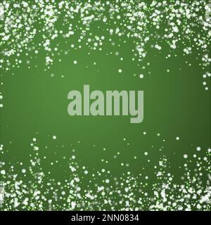Fond de noël superposé pour les chutes de neige. Flocons de neige subtils et étoiles sur fond vert de noël. Couche de neige festive. Vecteur carré illu Illustration de Vecteur