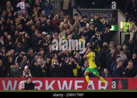 Marcelino Nunez, de Norwich City, célèbre après avoir marqué son objectif du faire 2-0 - Norwich City v Birmingham City, Sky Bet Championship, Carrow Road, Norwich, Royaume-Uni - 21st février 2023 usage éditorial exclusif - restrictions DataCo applicables Banque D'Images