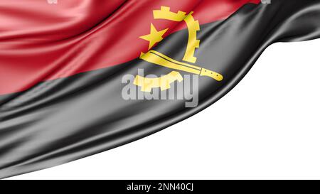 Drapeau de l'Angola isolé sur fond blanc, 3D Illustration Banque D'Images