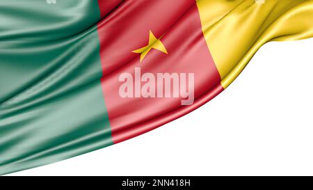 Drapeau du Cameroun isolé sur fond blanc, 3D Illustration Banque D'Images