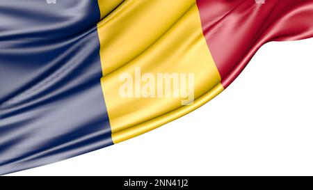 Drapeau Tchad isolé sur fond blanc, 3D Illustration Banque D'Images